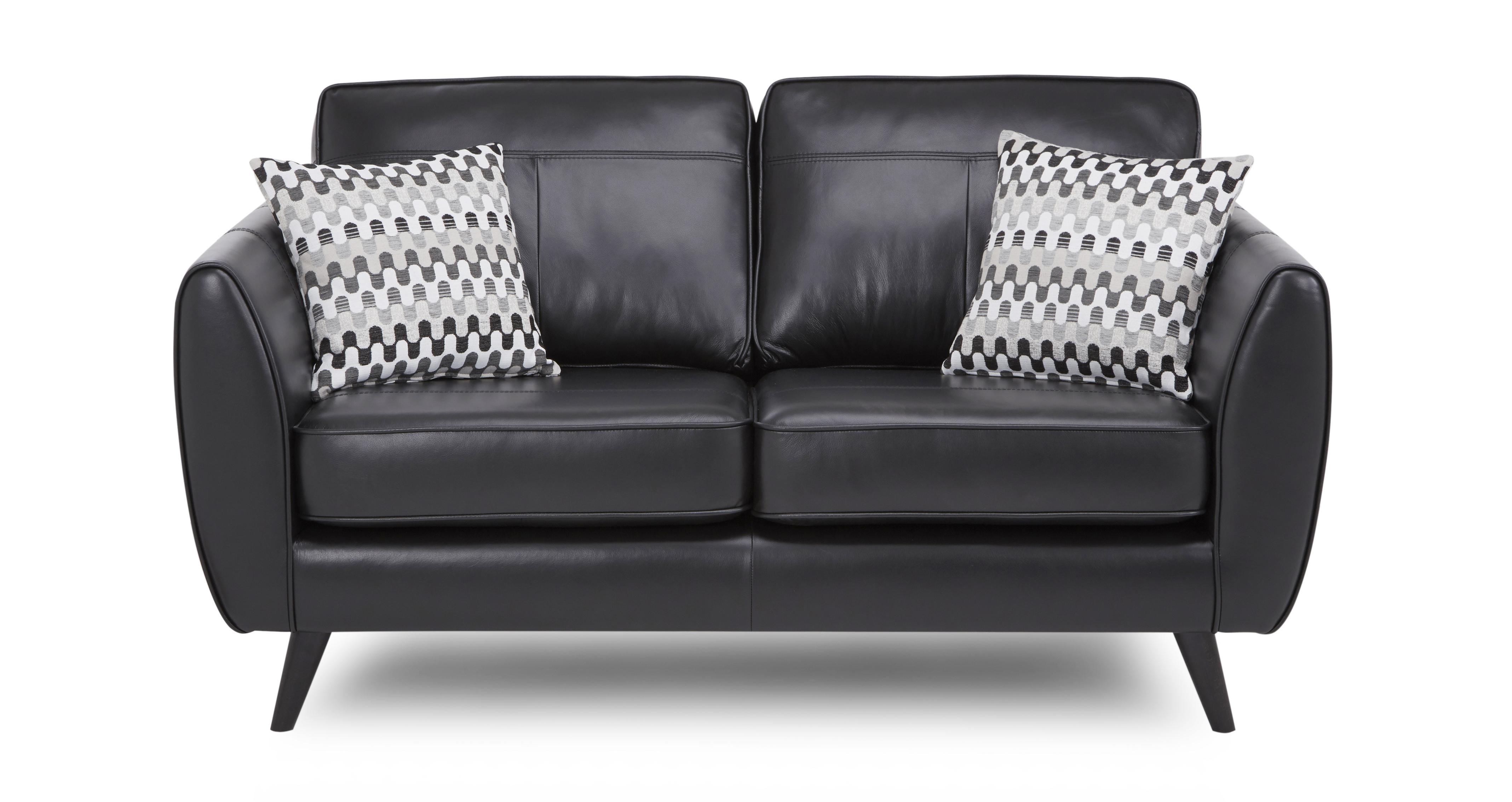 Dfs two store seater leather sofa