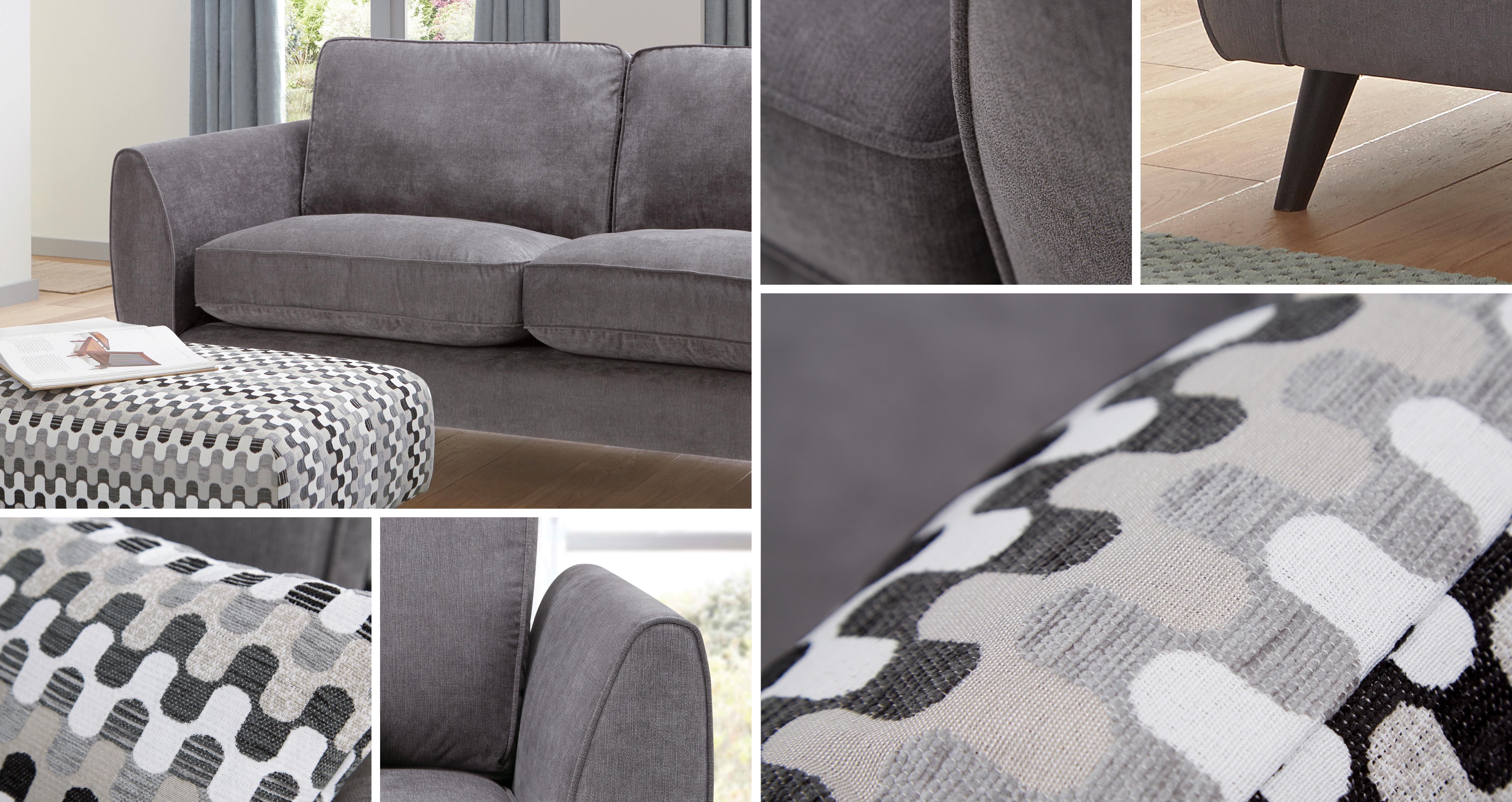 Aurora 2 Seater Sofa in Plaza Graphite with Dark feet