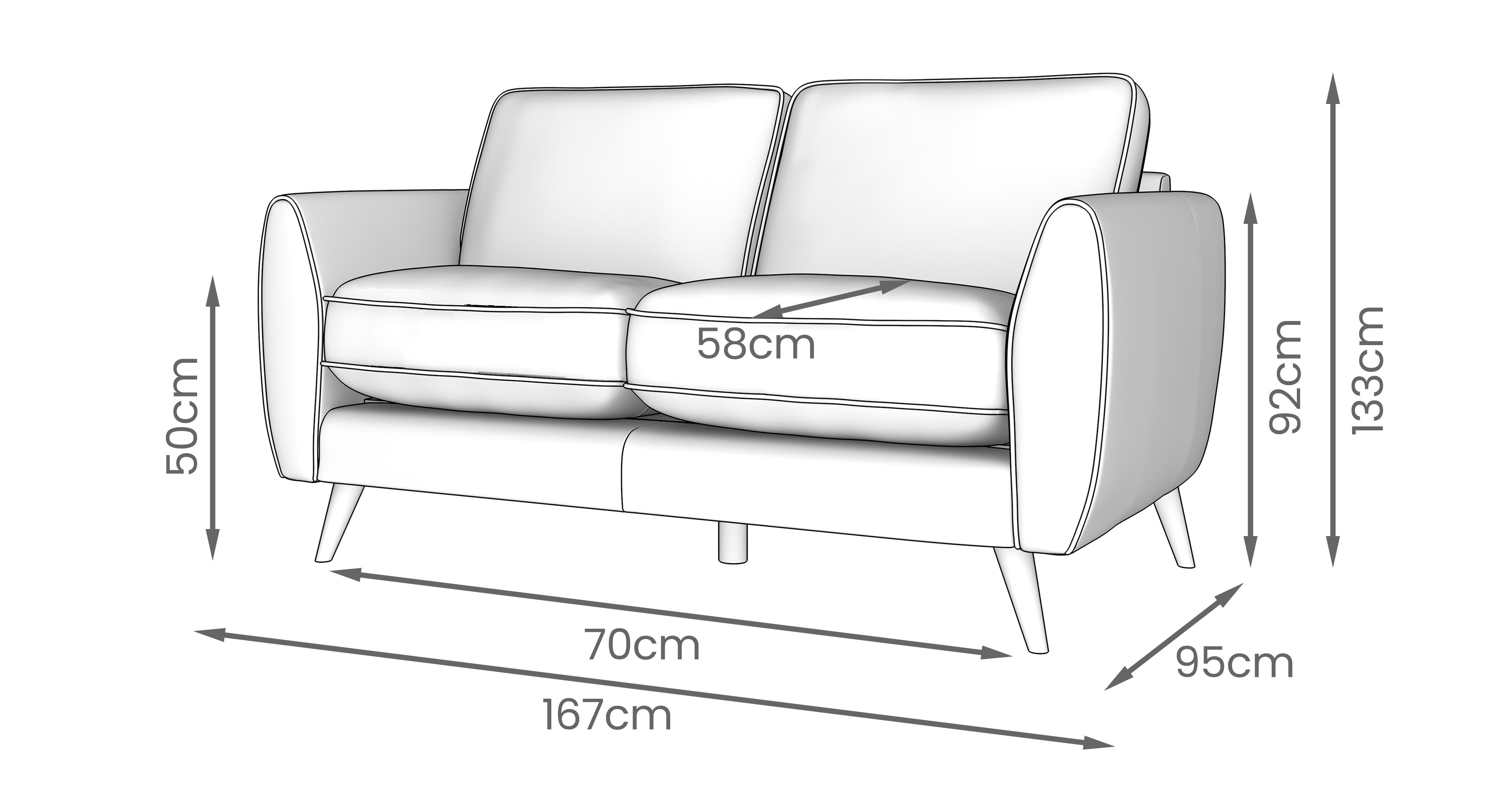Aurora 2 Seater Sofa in Plaza Graphite with Dark feet