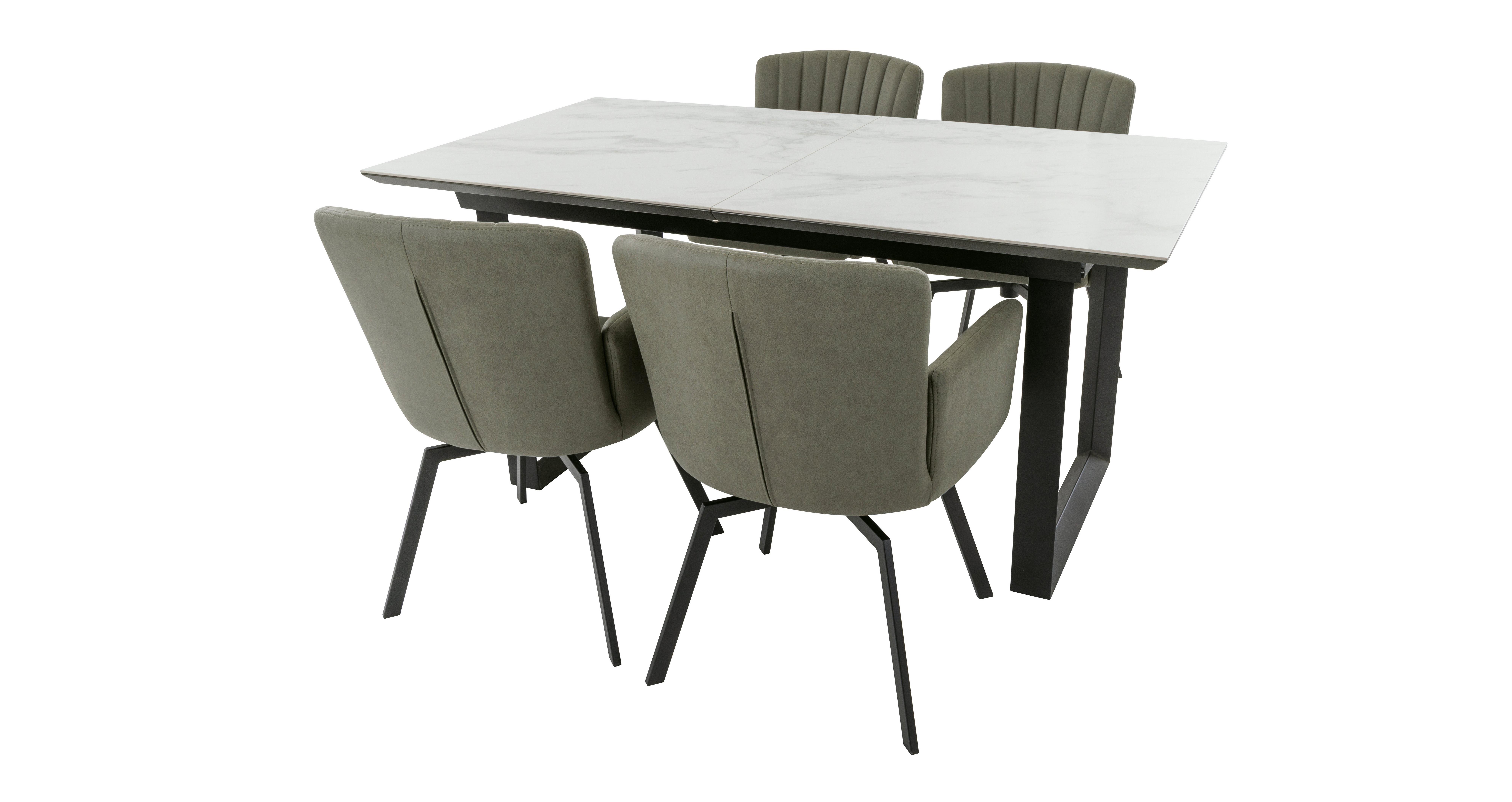 Dining Set Table and 4 Green Chairs