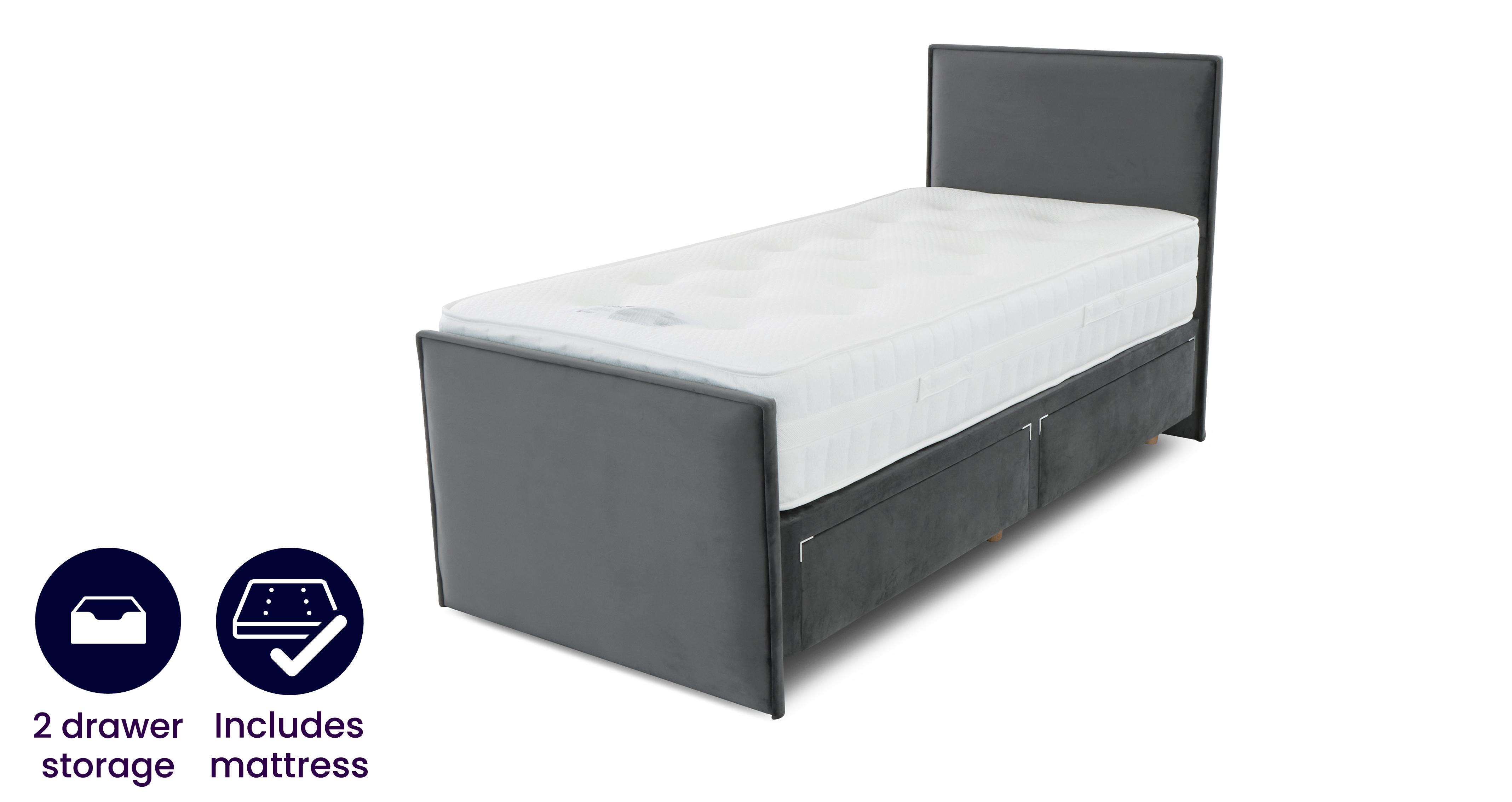 Single 2 Drawer Bedframe and Axis Mattress