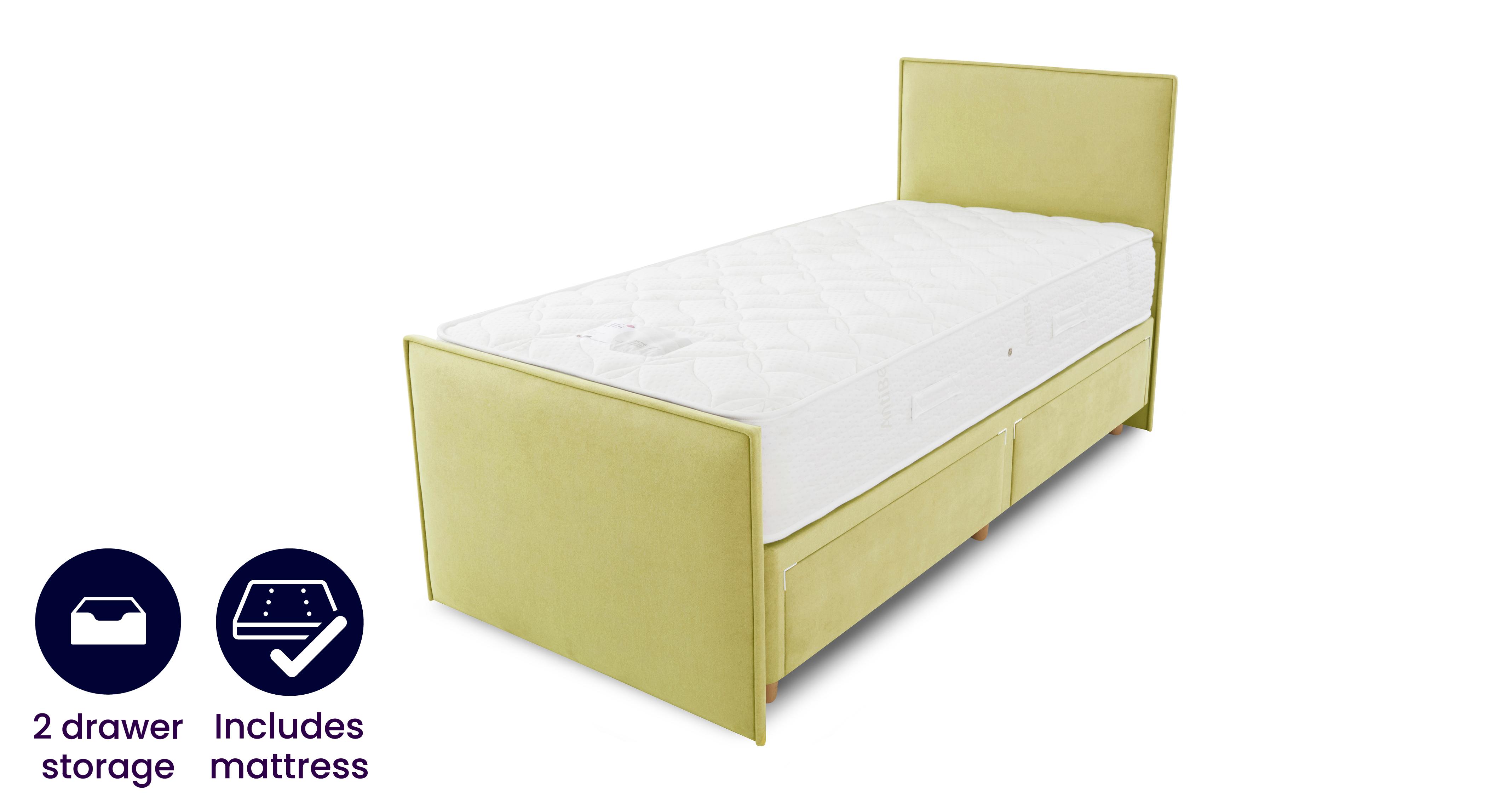 Single 2 Drawer Bedframe and Flik Mattress