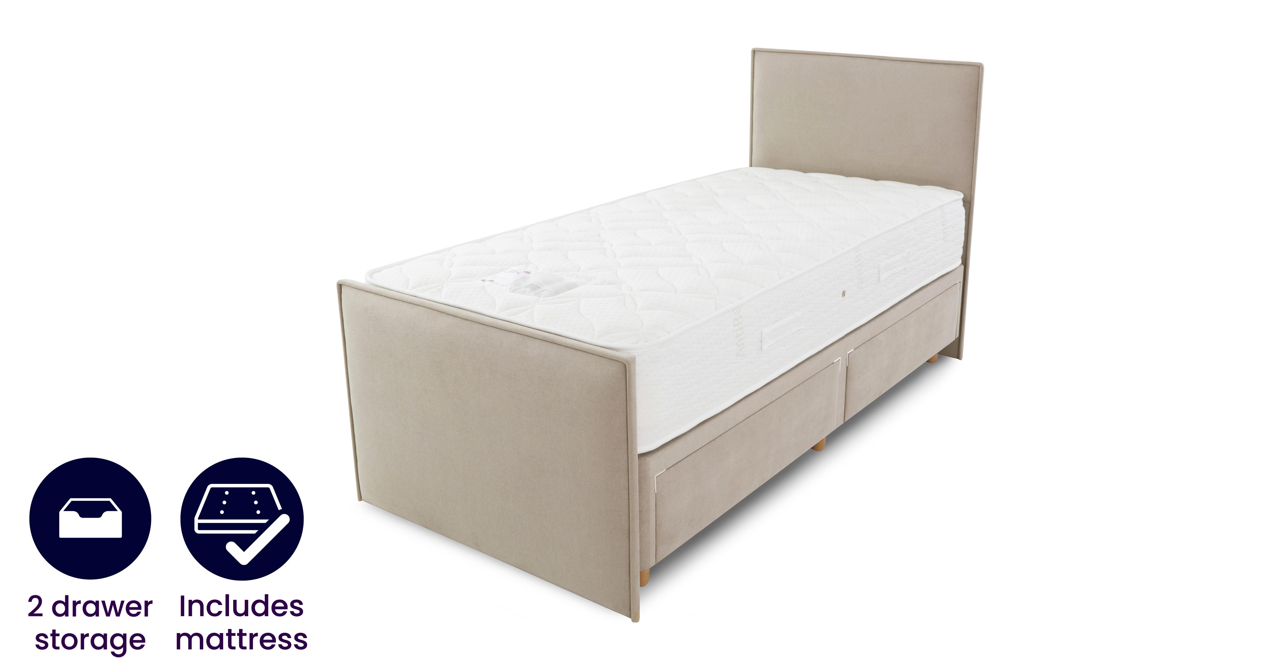 Single 2 Drawer Bedframe and Flik Mattress