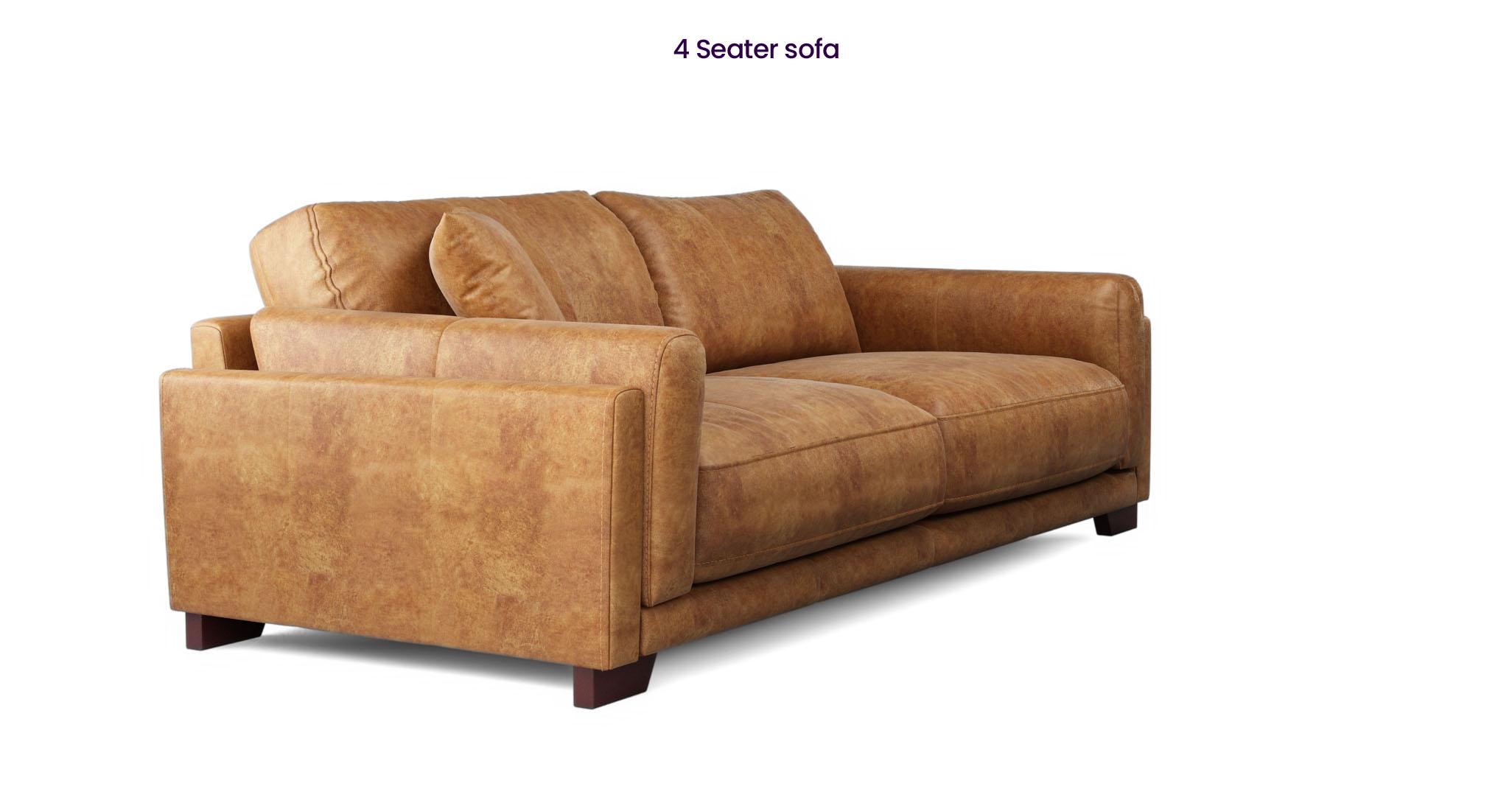 Brown leather 4 on sale seater sofa