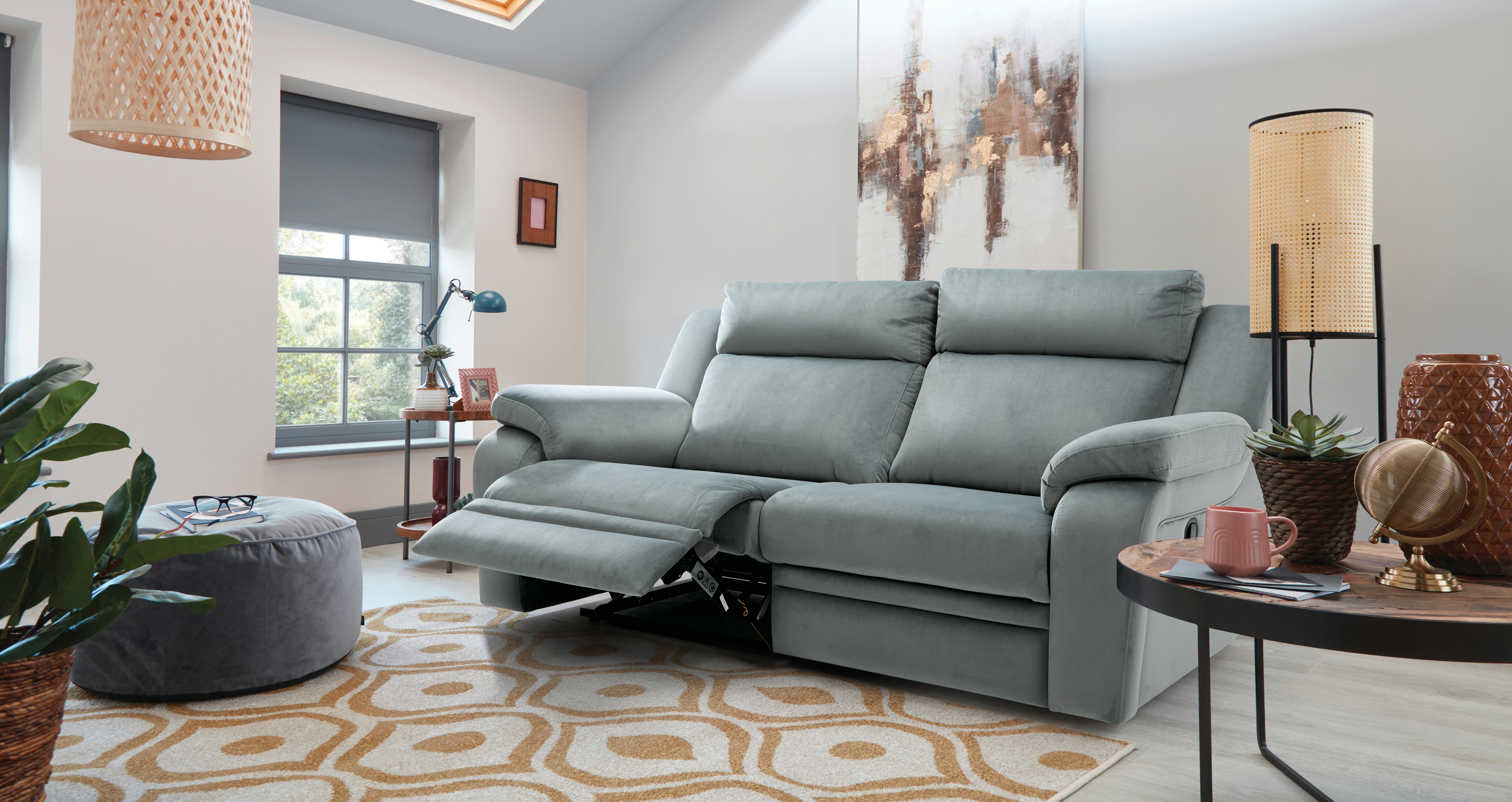 Barrett Velvet 3 Seater Manual Recliner in Abbey Velvet Slate