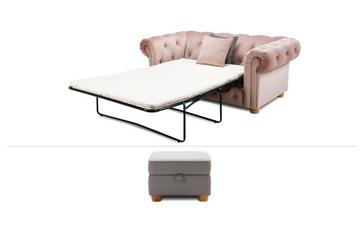 2 Seater Sofa Bed & Storage Foot Stool
