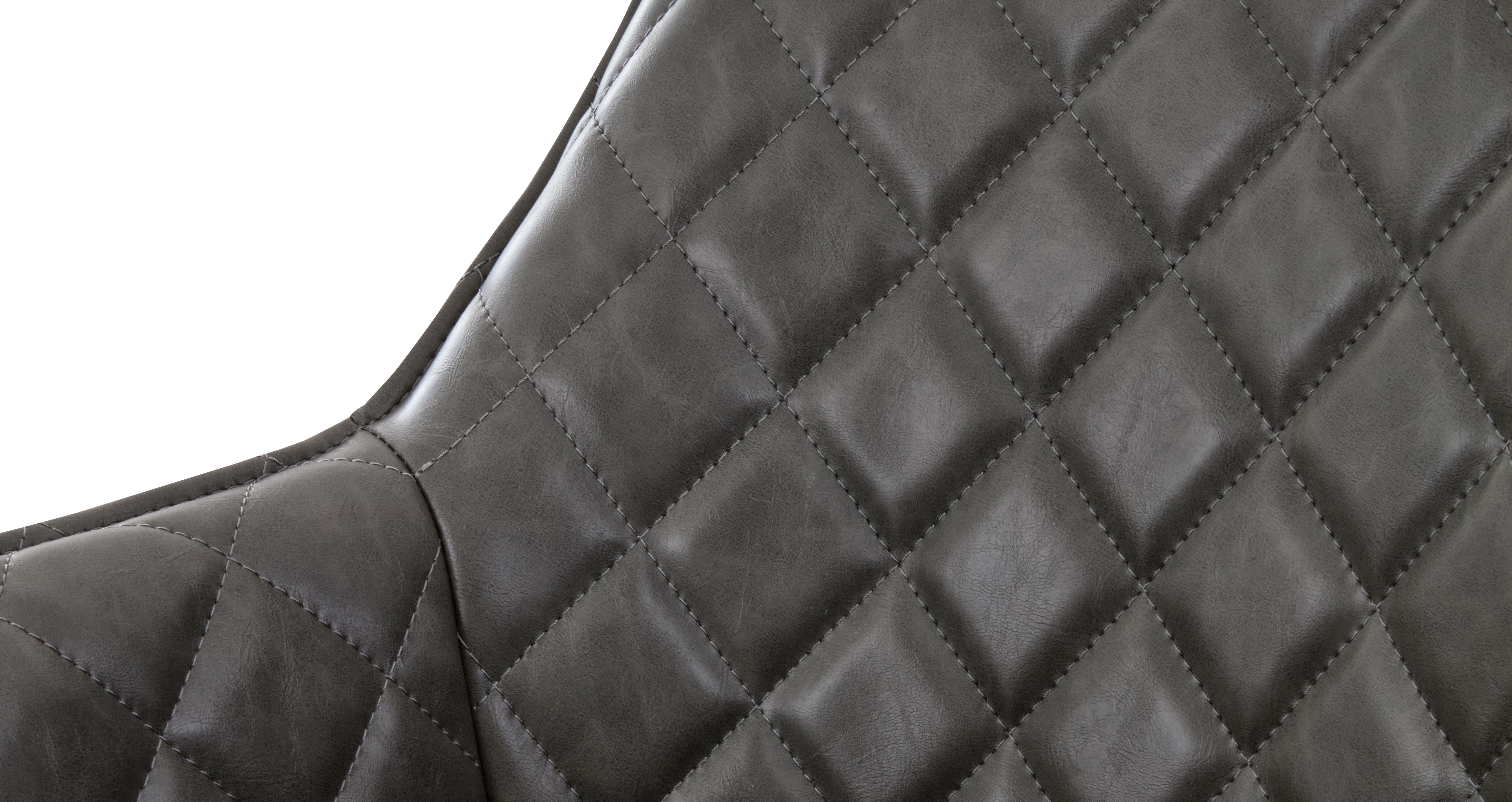 Bernie Set of 2 Quilted PU Dining Chairs in Bernie Grey Grey