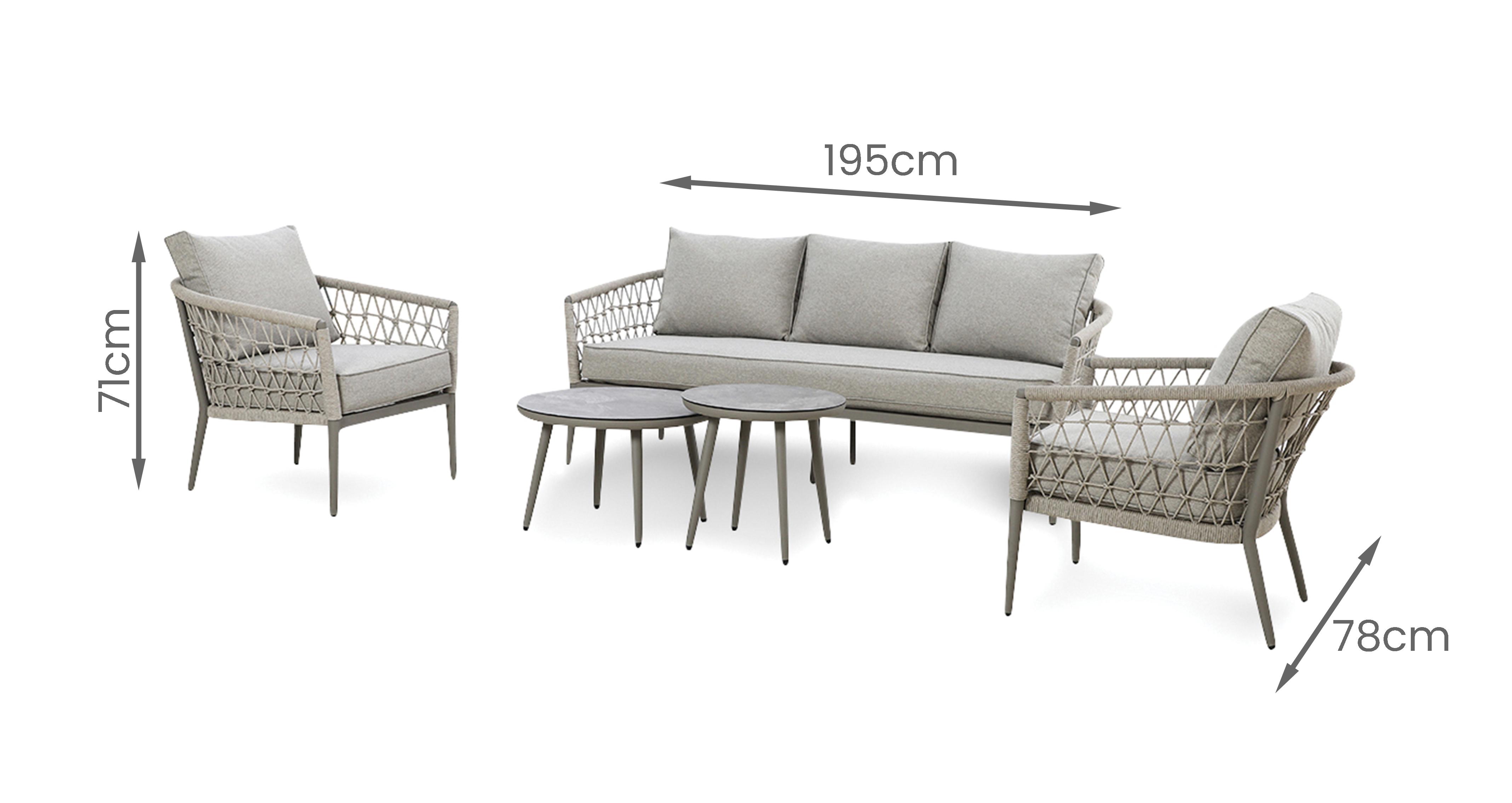 Bodrum 3 Seat Sofa Set in Bodrum Cool Linen