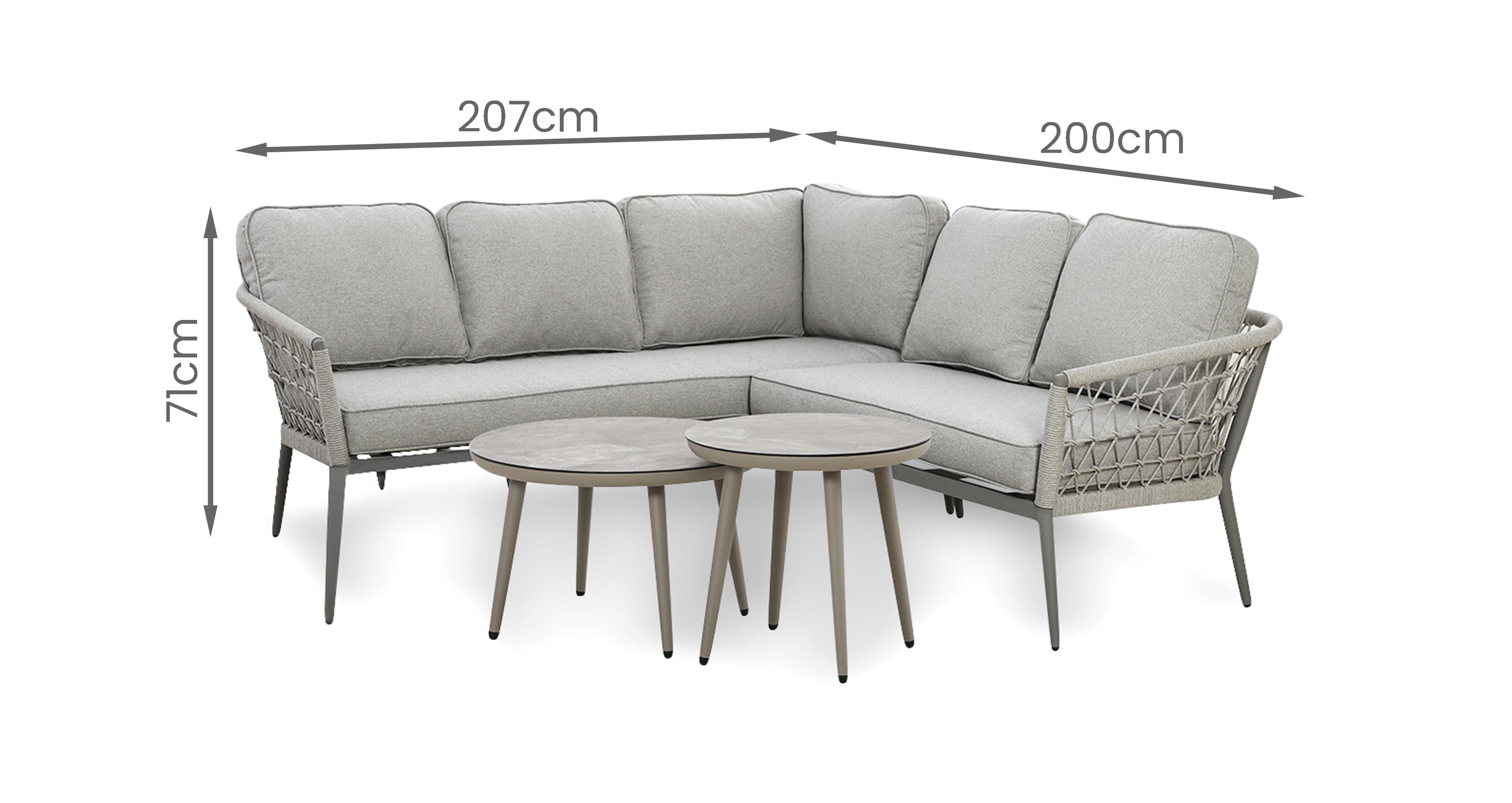 Bodrum Small Corner Sofa Set in Bodrum Cool Linen