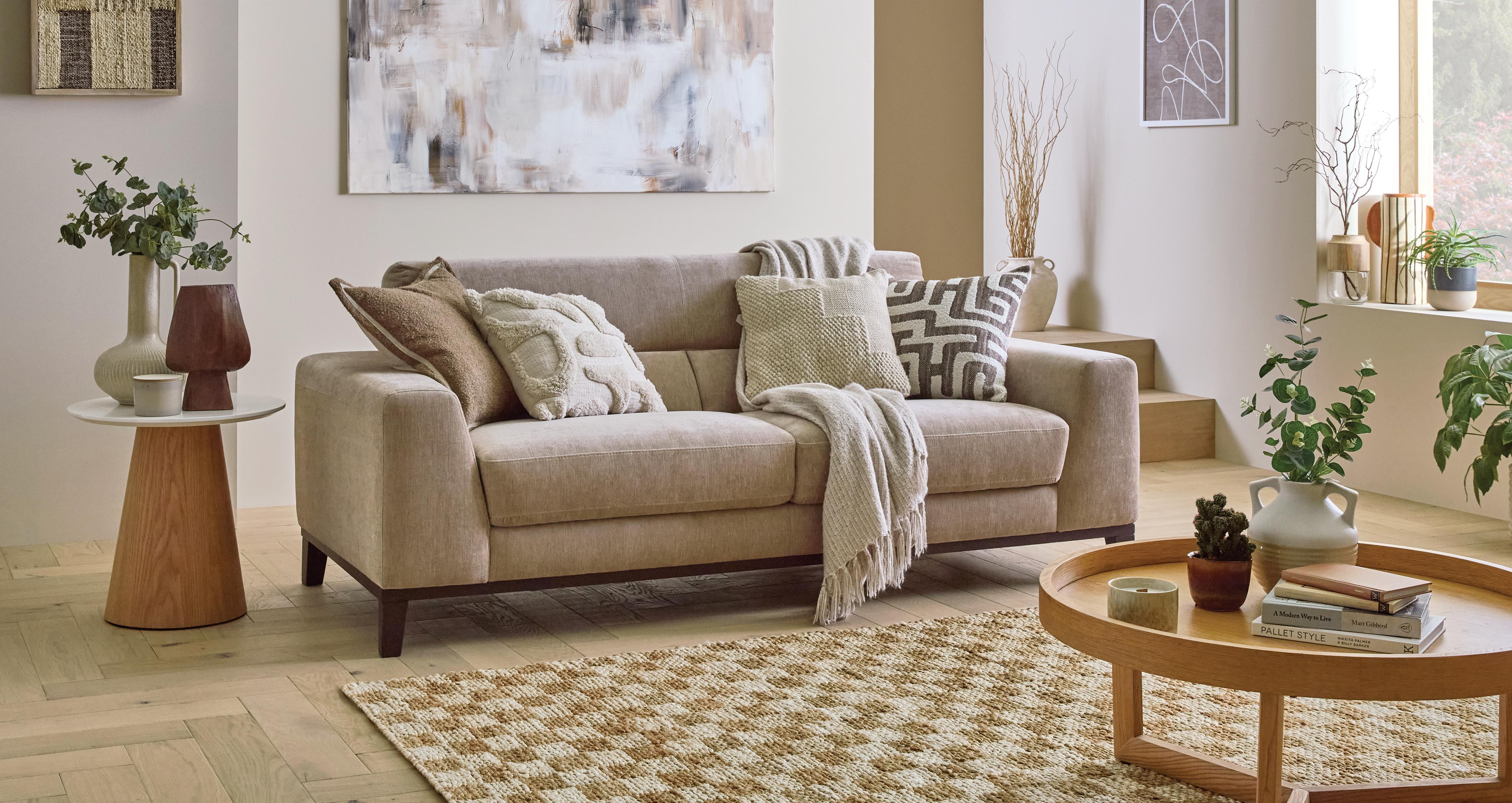 Bosco 3 Seater Sofa in Primo Leather Stone with Light feet