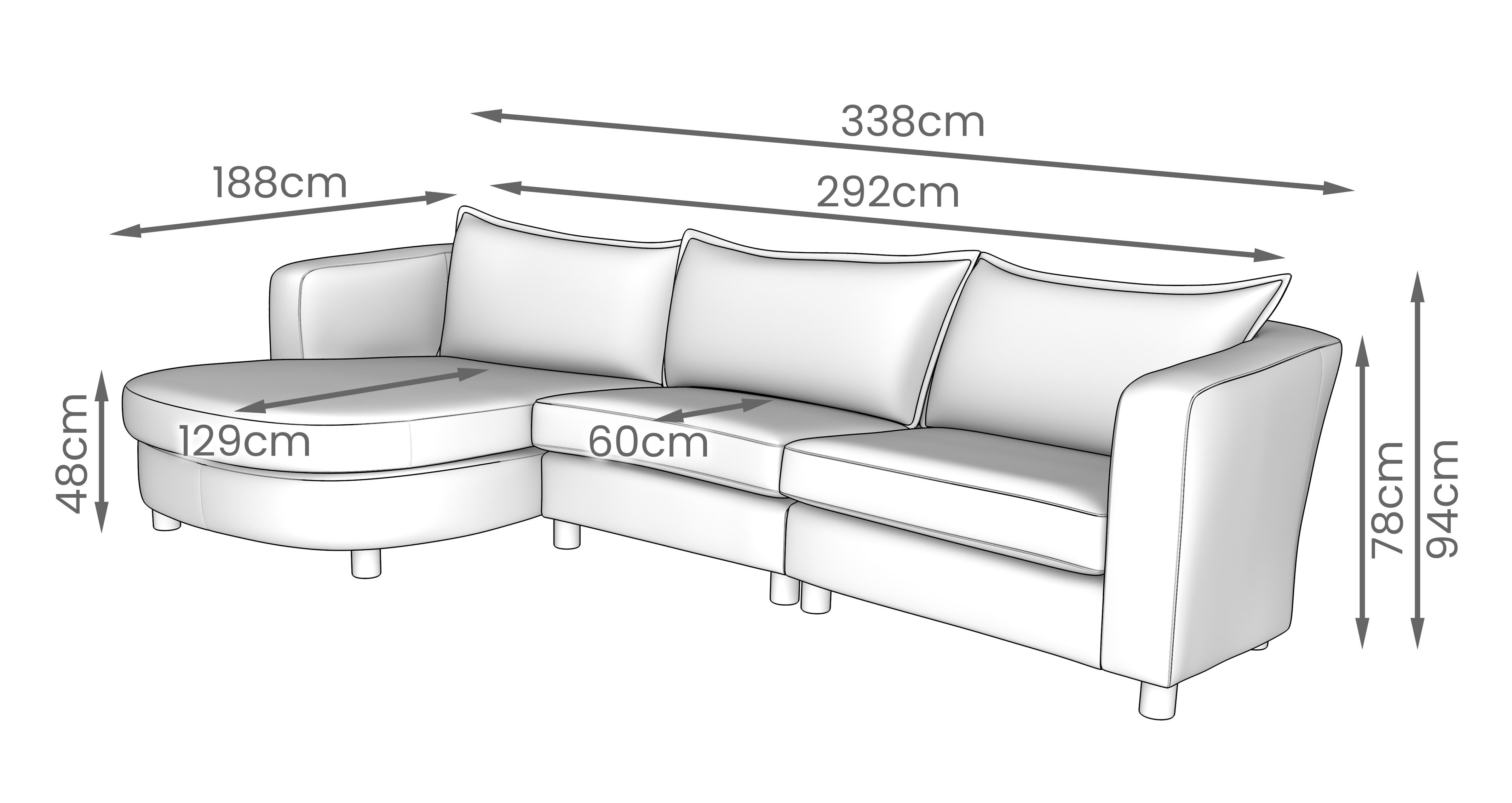Braybrooke Left Hand Facing Angled Chaise Sofa in Braybrooke Plain Deep Olive with Oak feet