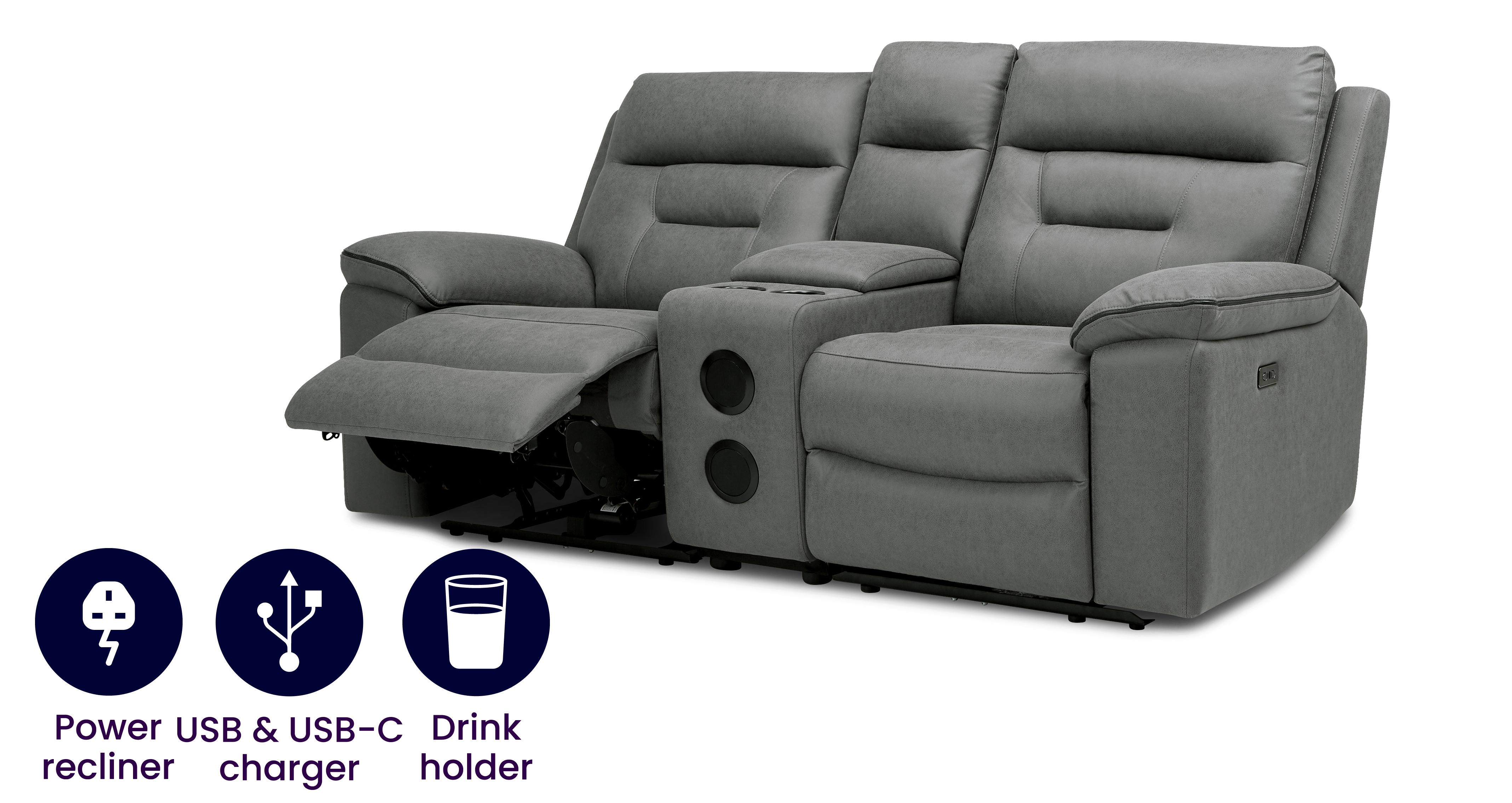 2 Seat Power Recliner and Console