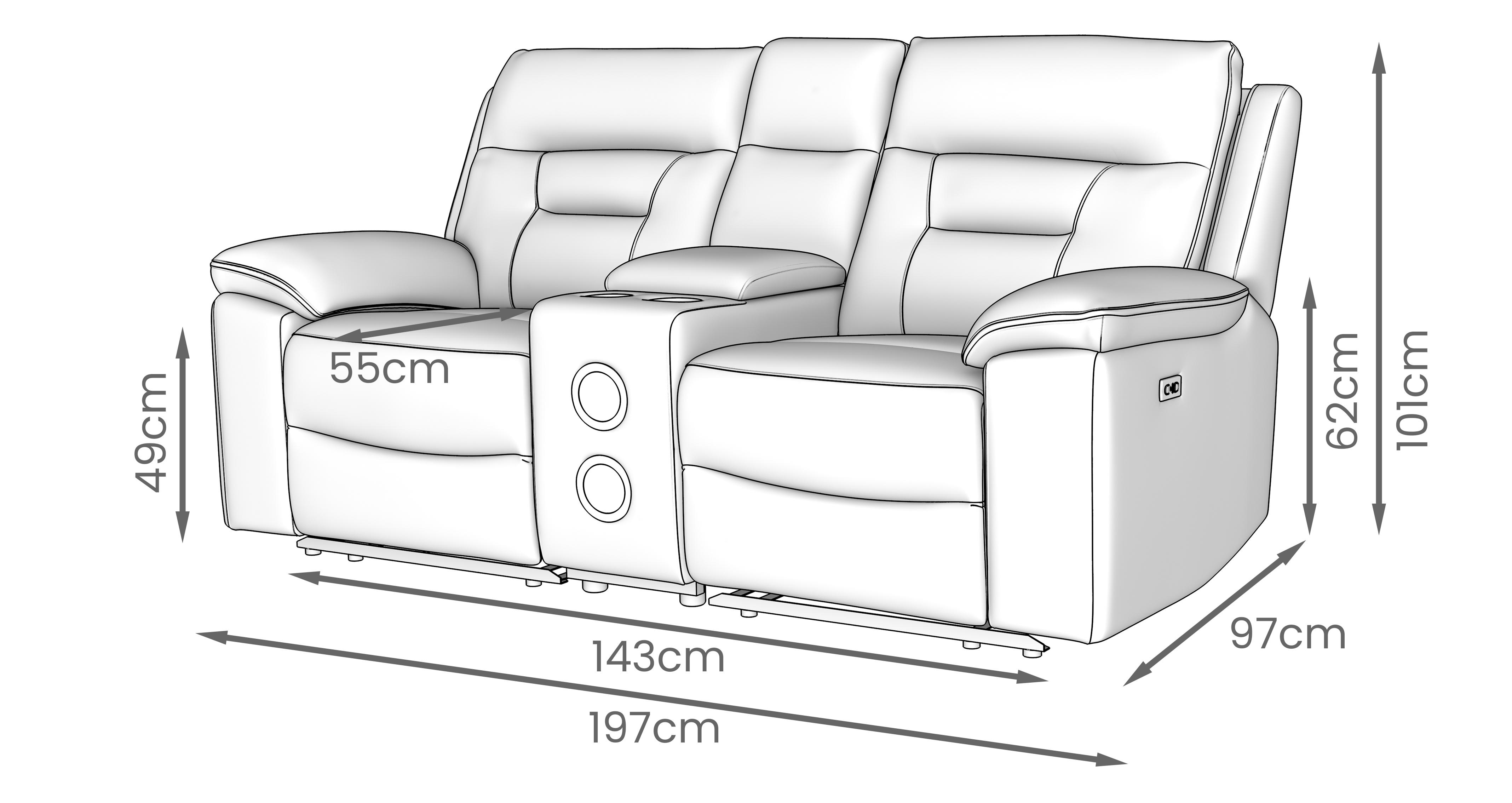 Braylan-express 2 Seat Power Recliner and Console in Braylan Express Fabric Ash
