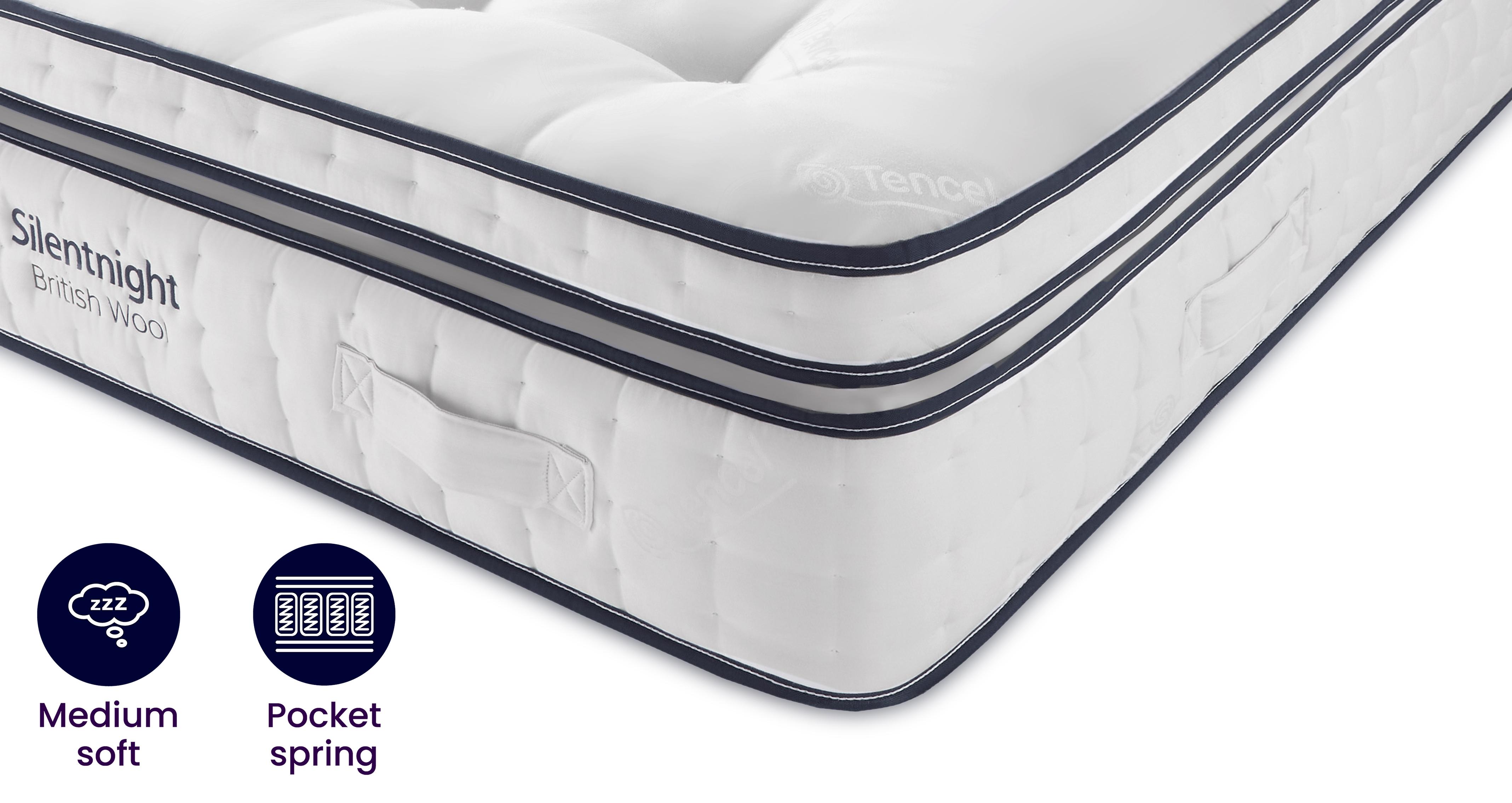 British Wool 3000 Pocket Natural Mattress Double 4 Ft 6 Mattress DFS