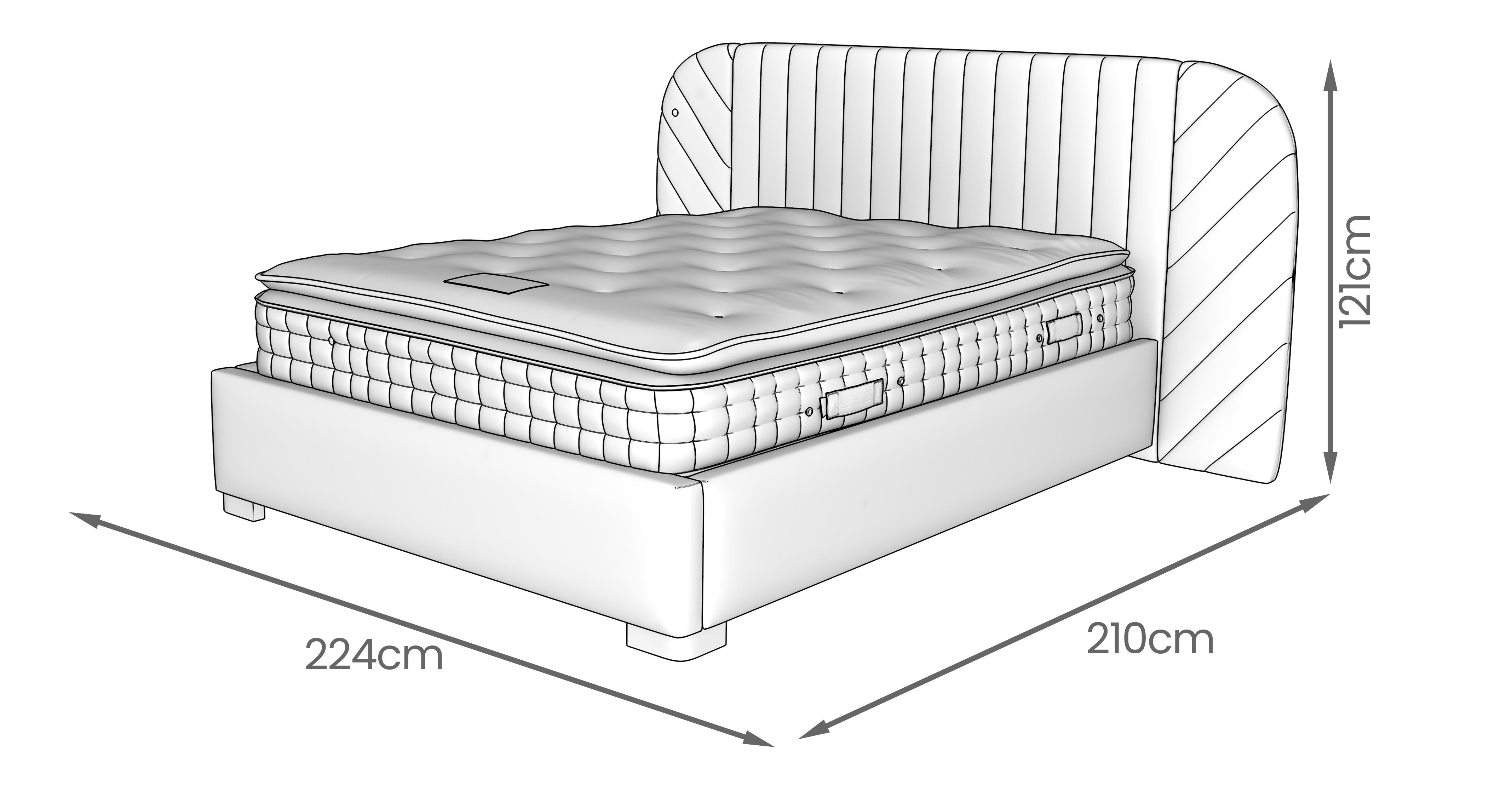 Broadstone Double Hotel Bed & 2 Bedside Ottomans in Broadstone Chenille Cream Cream