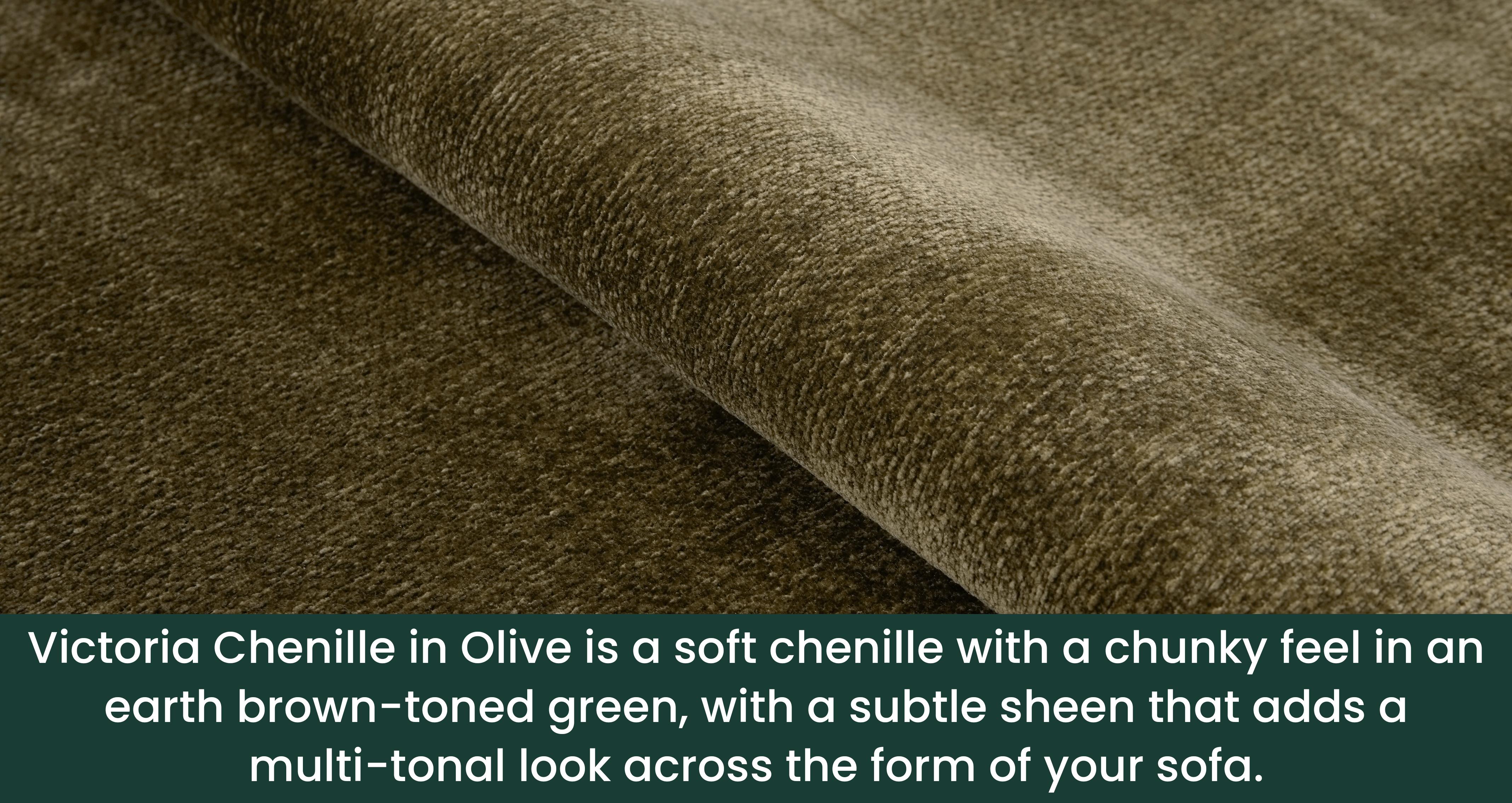 Brompton Chenille Victoria Cuddler Sofa in Victoria Chenille Olive