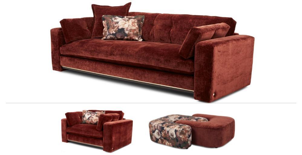 Grande Sofa, Cuddler Sofa & Footstool