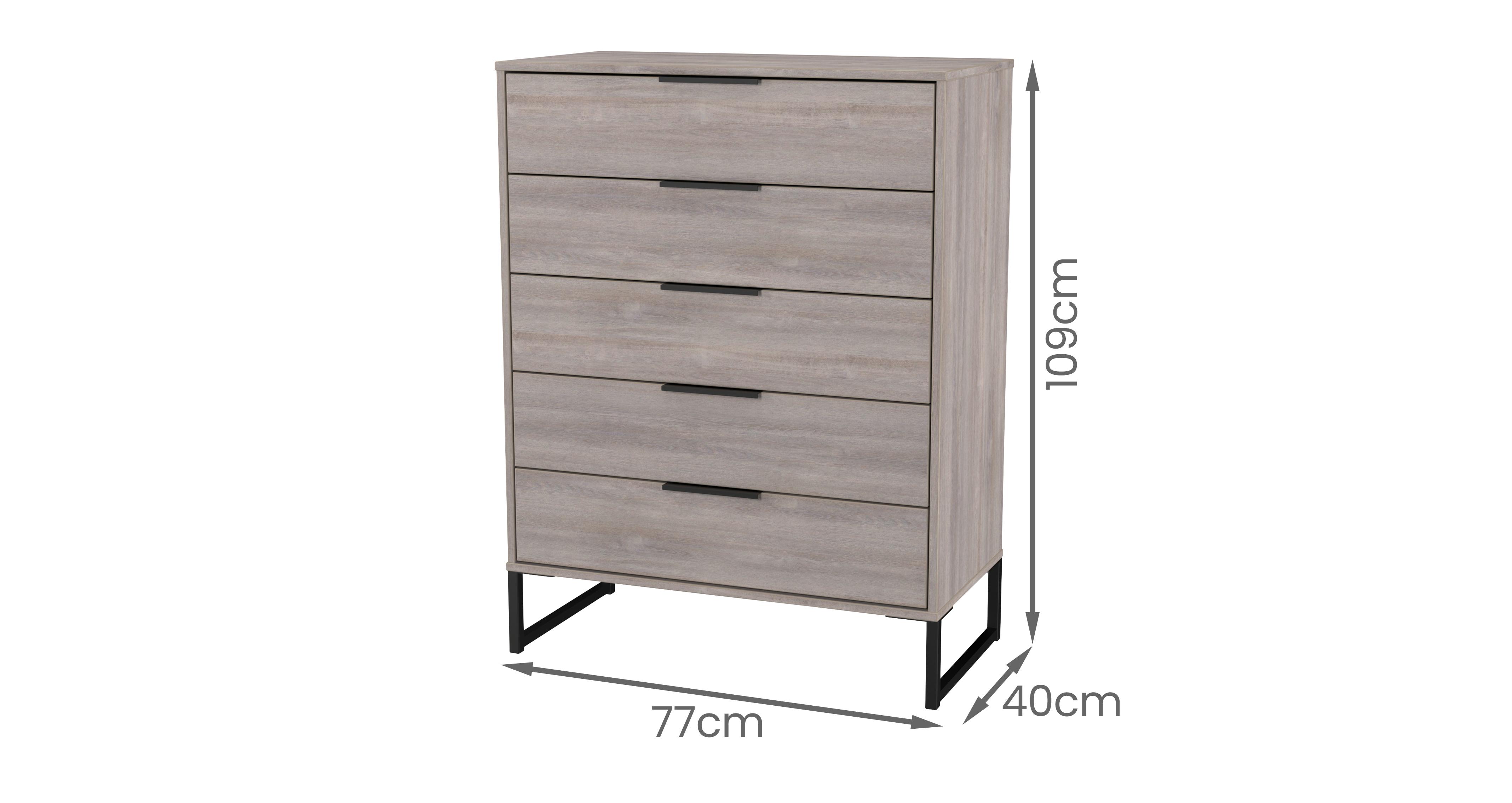 Brona 5 Drawer Chest in Brona Grey Oak