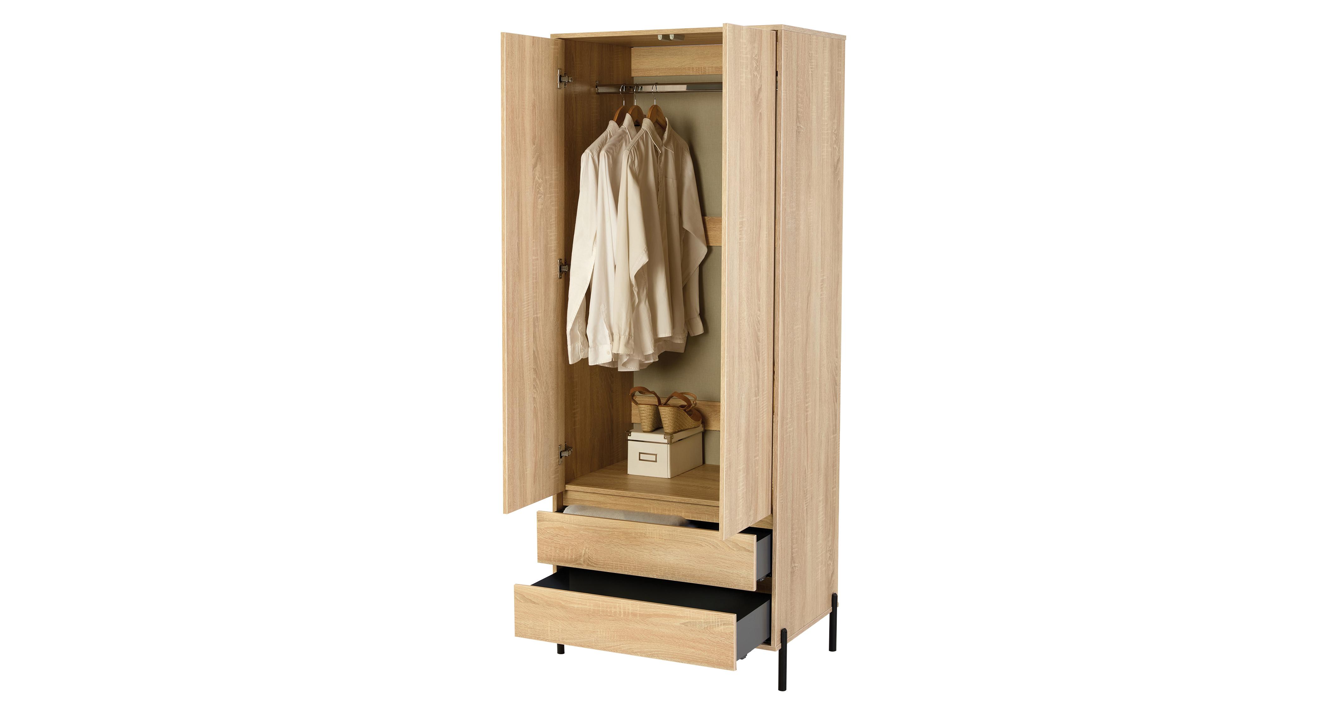 Brookes 2 Door 2 Drawer Wardrobe in Brookes Bardolino