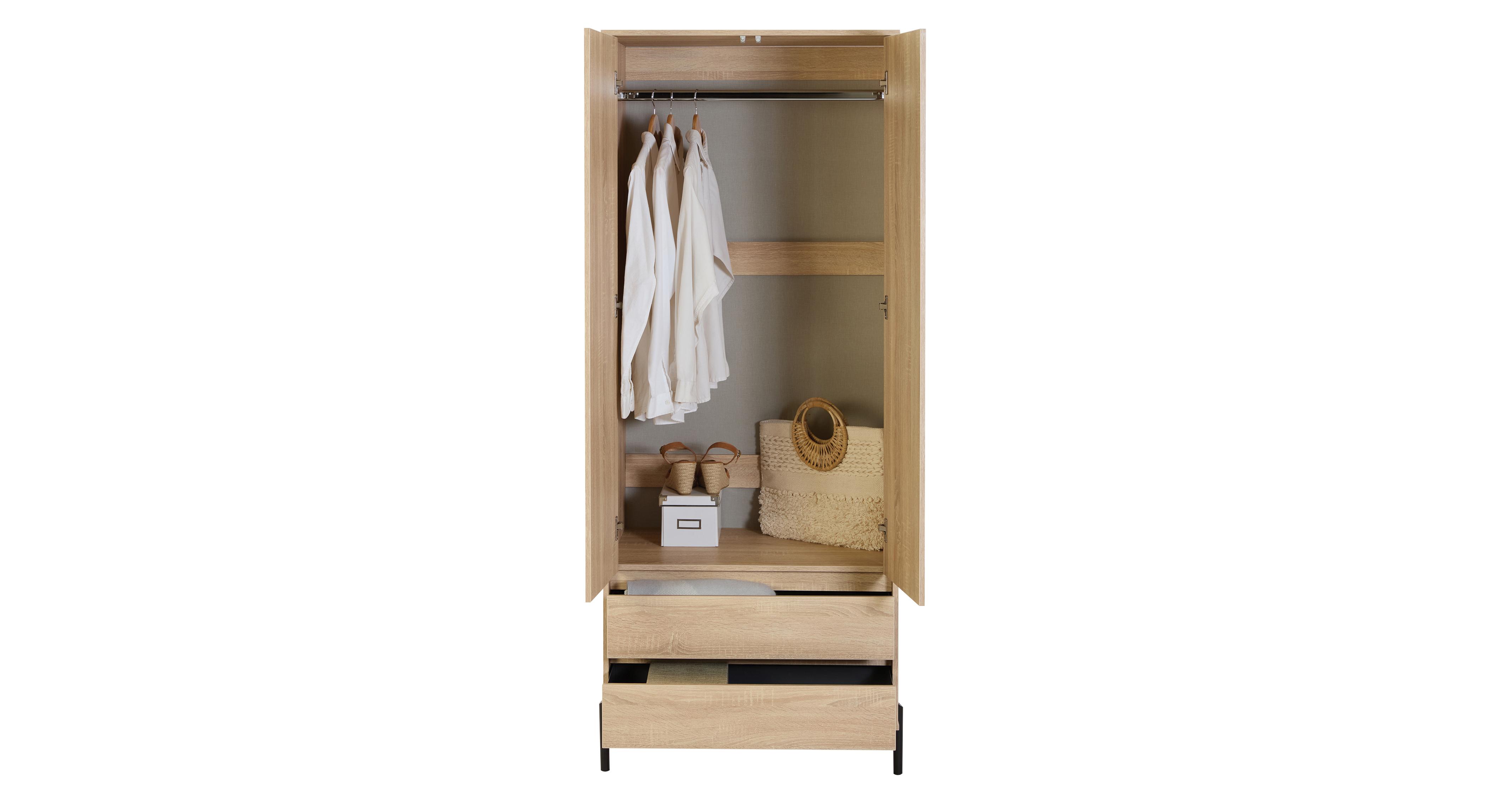 Brookes 2 Door 2 Drawer Wardrobe in Brookes Bardolino