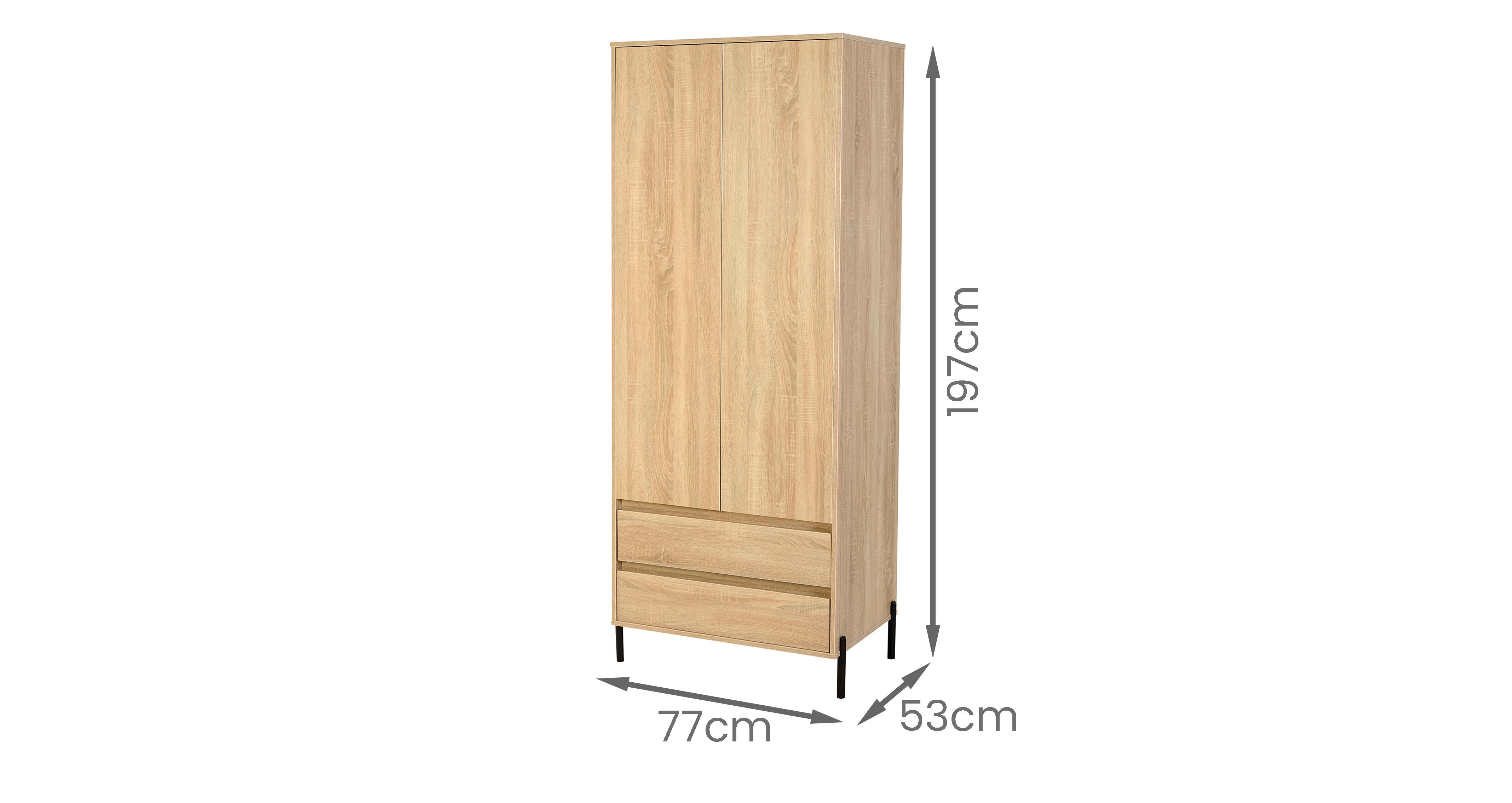 Brookes 2 Door 2 Drawer Wardrobe in Brookes Bardolino