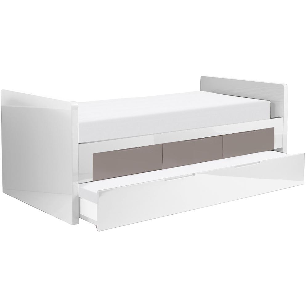 DFS Dwell Single (3 ft) Storage Trundle Bed With Mattress Buddy White and Stone Lacquer Finish