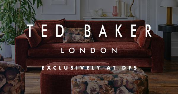 Red Chenille sofa with floral scatter cushion and a teal corner sofa with gold detailing