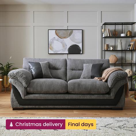 Grey sofa with two tone fabric