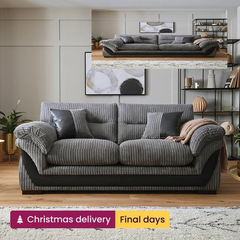 Grey sofa with two tone fabric