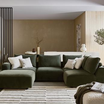 Olive green modular sofa