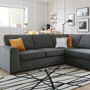 Grey corner sofa closeup
