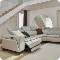white leather corner sofa with recline function and hidden storage