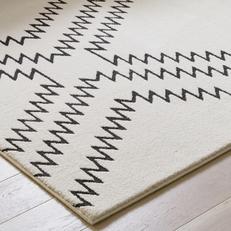 black and white rug with zig zag pattern