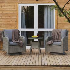 Light grey rattan swivel bistro set with table