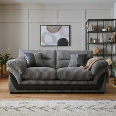 two tone jumbo cord and leather sofa