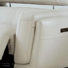 White leather fabric with a power reclining mechanism
