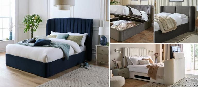 a collage of bedroom images showing the available beds in the nHouse Beautiful range