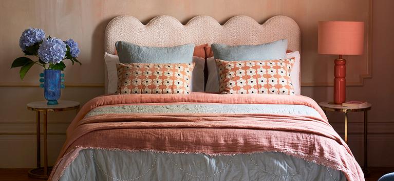 fabric pink bed the cova with pink patterned bedding