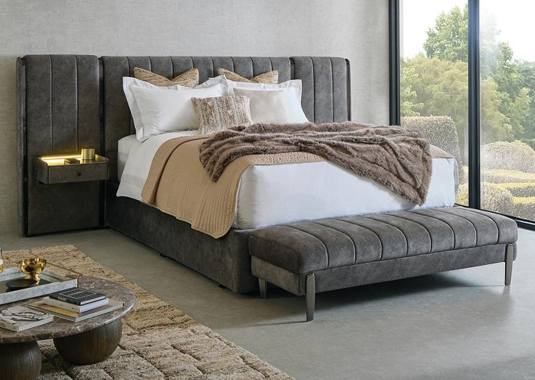 Platinum Cosimo bed with the vincenzo ottoman stool