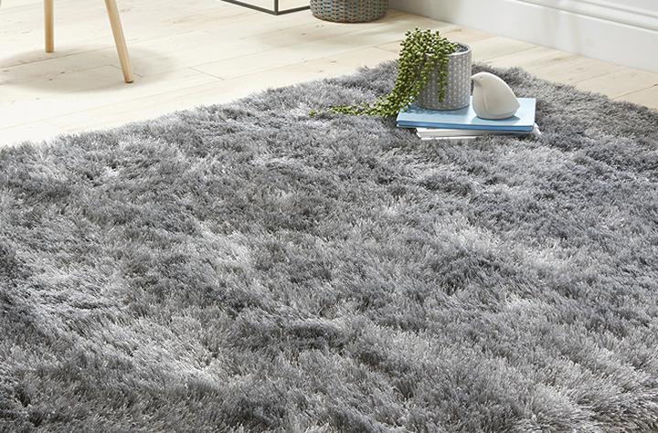 mona grey fluffy rug