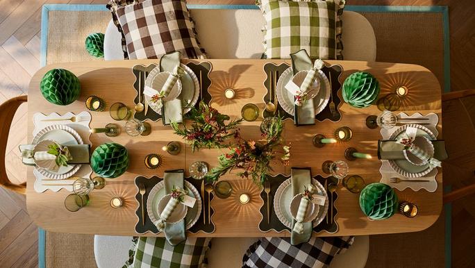 dining table set up for christmas
