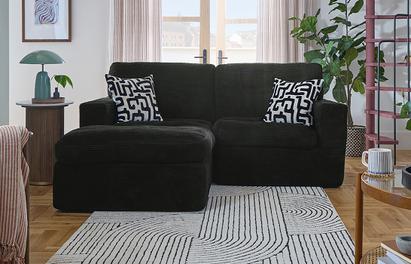 OnCloud9 Aere Express in Black with boucle fabric and monochrome scatter cushions