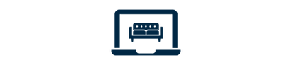 Icon of a sofa on a laptop screen