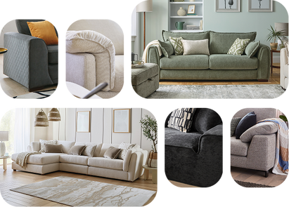 A selection of timeless sofa with over the arm detail 