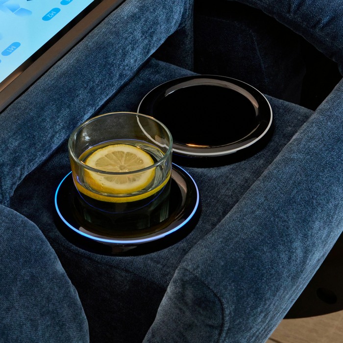 close up of a cup inside a built in cup holder