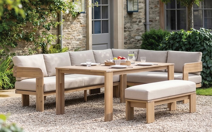 black garden corner sofa dining set with rising table