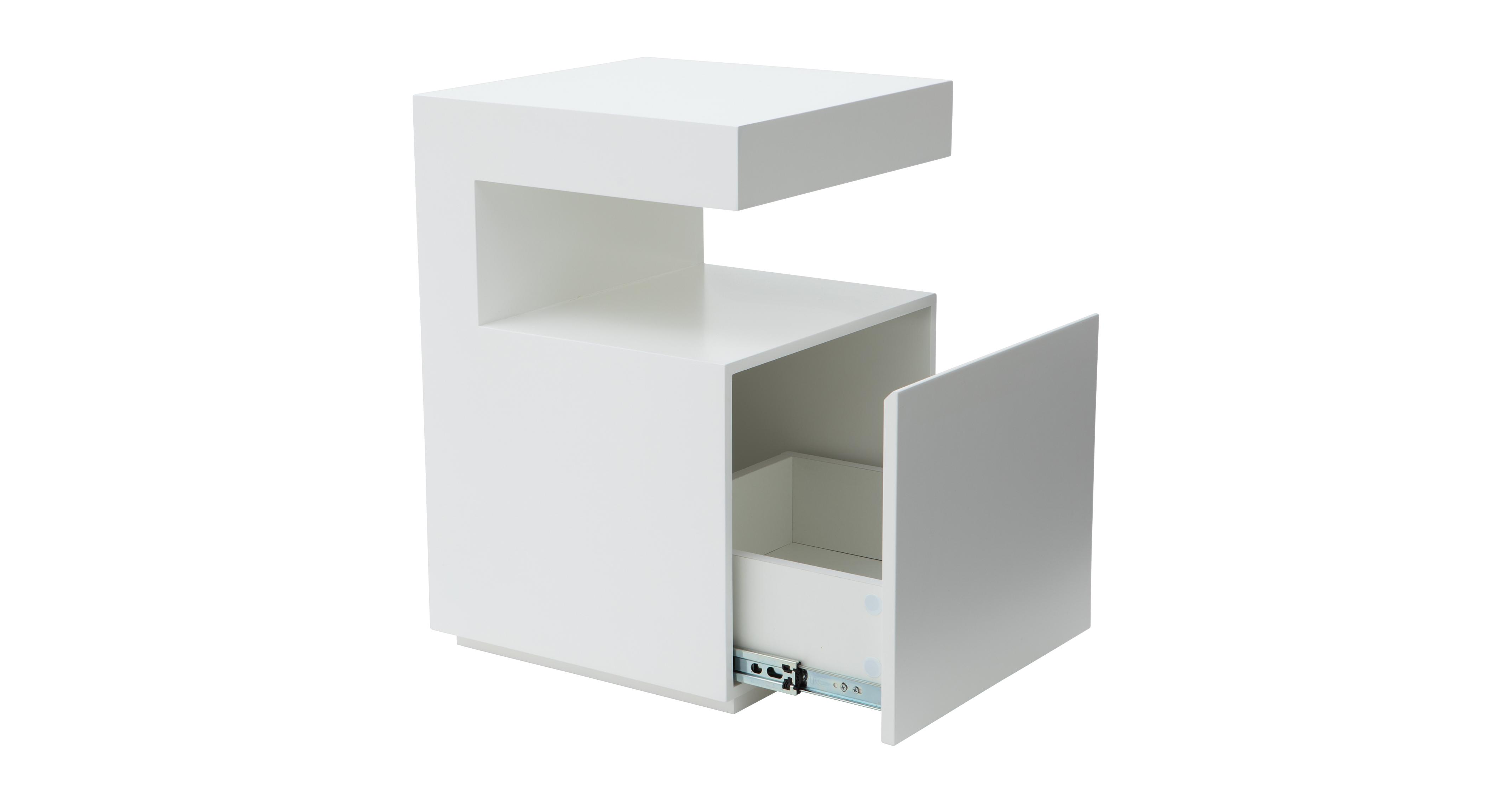 Caja Bedside Table in Vault White White