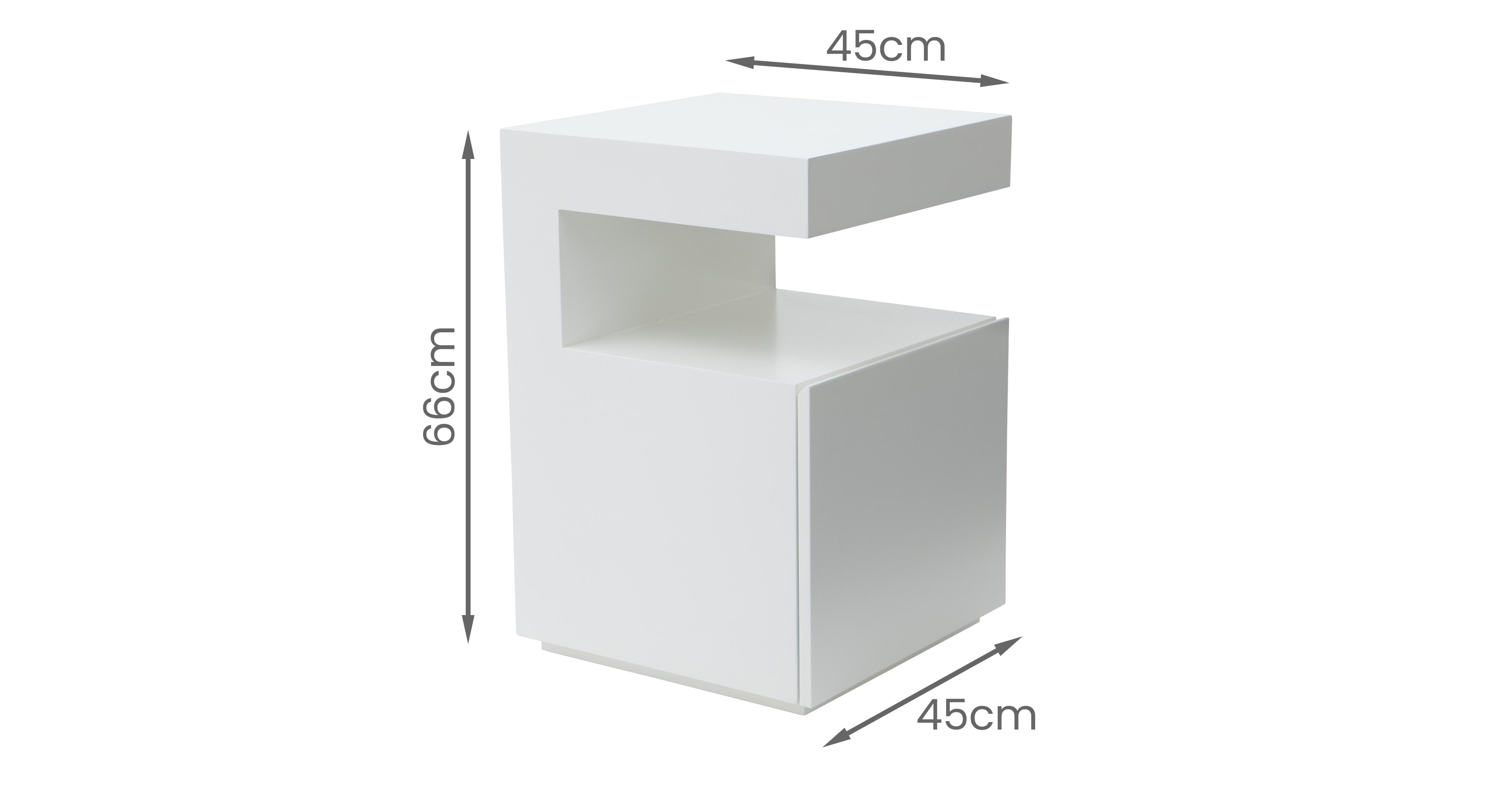 Caja Bedside Table in Vault White White