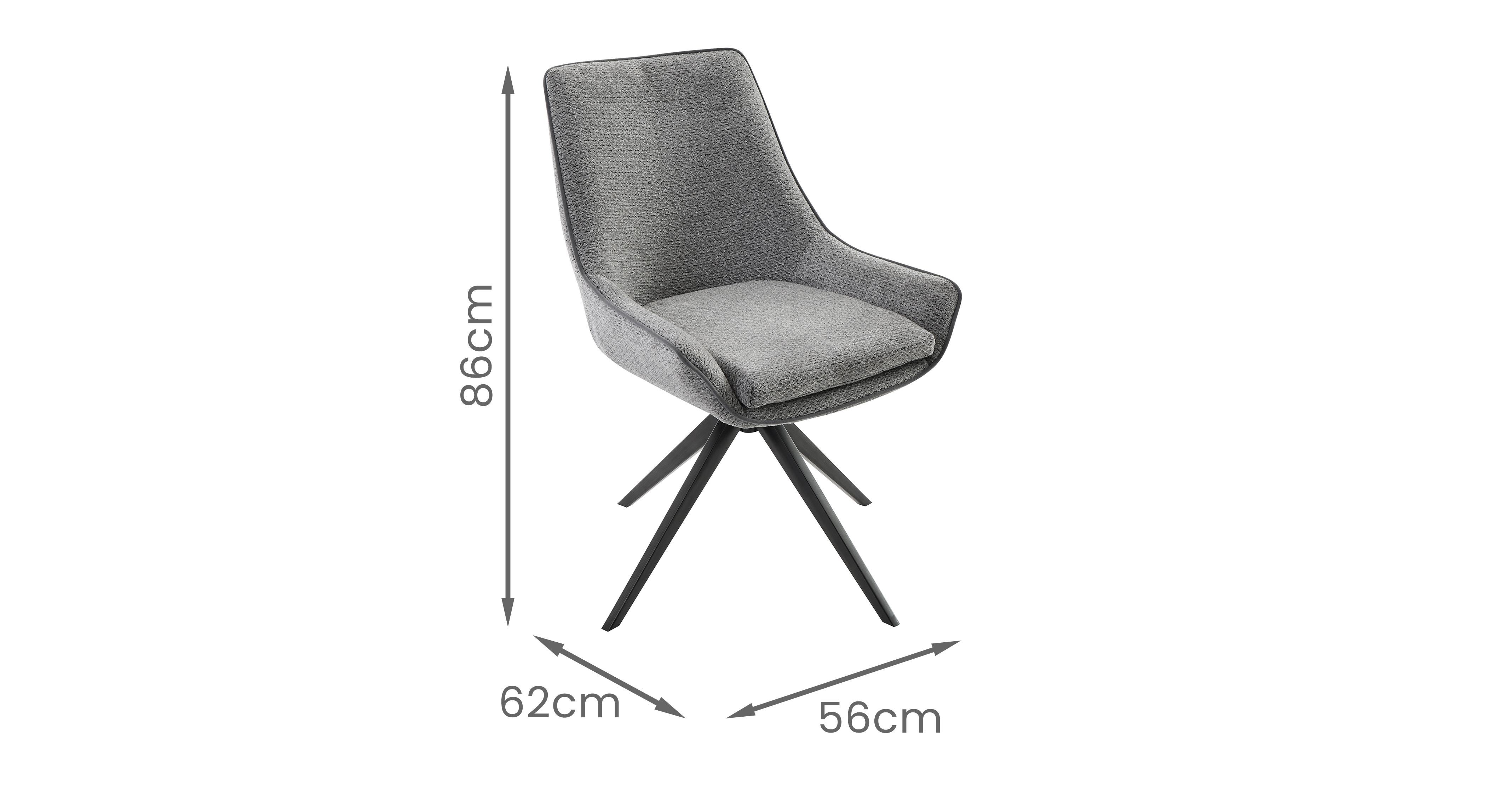 Cala Set of 2 Swivel Dining Chairs in Cala Grey Chair Grey