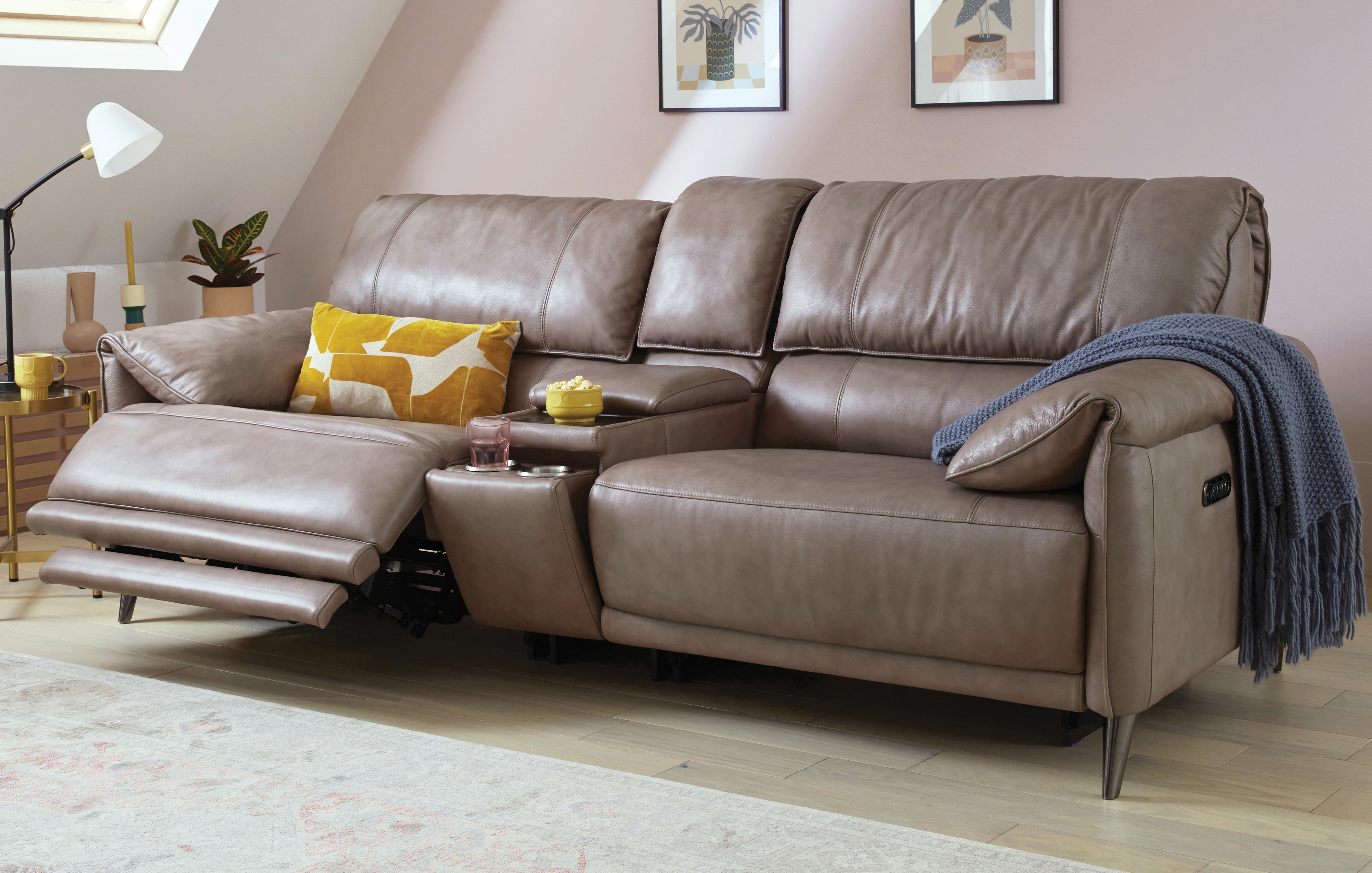 Dfs grey leather sofa shop sale